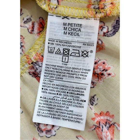 Old Navy Yellow Multicolored Floral Tiered Swing Dress, Petite Size Medium - Picture 14 of 15